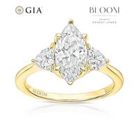 BLOOM Paris 18ct Yellow Gold 2.30ct Lab Grown Diamond Marquise & Heart Trilogy Ring