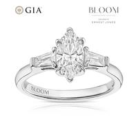 BLOOM Paris Platinum 1.28ct Lab Grown Diamond Marquise & Tapered Baguette Trilogy Ring