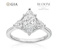 BLOOM Paris Platinum 2.30ct Lab Grown Diamond Marquise & Heart Trilogy Ring