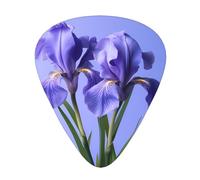 Bloom Purple Flower printed guitar picks, 12-piece set with thin, medium, and thick styles, comes with a storage case