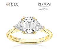 BLOOM Rome 18ct Yellow Gold 1.30ct Lab Grown Diamond Emerald & Trillion Trilogy Ring