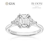 BLOOM Rome Platinum 1.30ct Lab Grown Diamond Emerald & Trillion Trilogy Ring