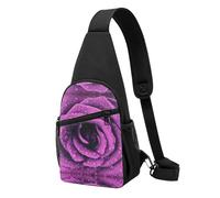 Bloom Rose Flower Casual Sling Bag Crossbody Shoulder Pack,Durable Polyester Chest Bag with Multiple Pockets and Key Holder,Adjustable Strap for Men Women