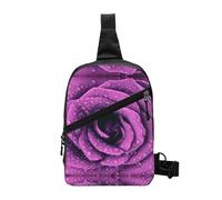 Bloom Rose Flower Foldable Sport Sling Bag,Lightweight Crossbody Chest Pack with Multiple Pockets,Water-Resistant Polyester Fabric,Compact Travel Daypack