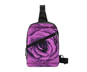 Bloom Rose Flower Foldable Sport Sling Bag,Lightweight Crossbody Chest Pack with Multiple Pockets,Water-Resistant Polyester Fabric,Compact Travel Daypack