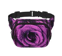 Bloom Rose Flower Square Double-Layer Waist Bag with All-Over Print,Durable Twill Fabric, Multi-Pocket Fanny Pack for Outdoor Sports Travel