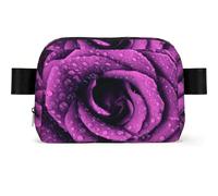 Bloom Rose Flower Square Fashion Waist Bag with Print,Water-Resistant Twill Fabric,Chest Pack Or Belt Bag, Adjustable Strap 65-120cm for Men Women