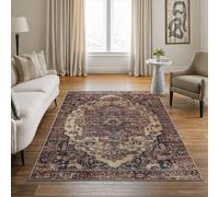 Bloom Rugs Washable 5' x 7' Rug - Beige/Terracotta Traditional Area Rug for Living Room, Bedroom, Dining Room, and Kitchen - Exact Size: 5' x 7'