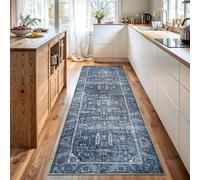 Bloom Rugs Washable Non-Slip 10 ft Runner - Blue Traditional Runner for Entryway, Hallway, Bathroom, and Kitchen - Exact Size: 2.5' x 10'