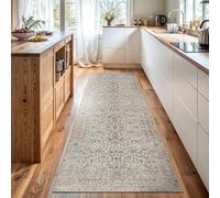 Bloom Rugs Washable Non-Slip 12 ft Runner - Beige/Off White Traditional Bordered Runner for Entryway, Hallway, Bathroom, and Kitchen - Exact Size: 2.5' x 12'