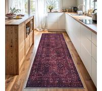 Bloom Rugs Washable Non-Slip 12 ft Runner - Dark Red Traditional Bordered Runner for Entryway, Hallway, Bathroom, and Kitchen - Exact Size: 2.5' x 12'