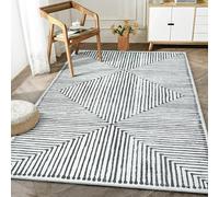 Bloom Rugs Washable Non-Slip 5' x 7' Rug - Black/Ivory Striped Area Rug for Living Room, Bedroom, Dining Room, and Kitchen - Exact Size: 5' x 7'