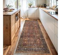 Bloom Rugs Washable Non-Slip 7 ft Runner - Terracotta/Mustard Traditional Runner for Entryway, Hallway, Bathroom, and Kitchen - Exact Size: 2.5' x 7'