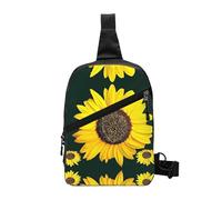 Bloom Sunflower Foldable Sport Sling Bag,Lightweight Crossbody Chest Pack with Multiple Pockets,Water-Resistant Polyester Fabric,Compact Travel Daypack