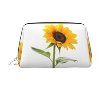 Bloom Sunflower Leather Toiletry Organizer Bag, Travel-Friendly Makeup Pouch for Women