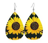 Bloom Sunflower Patterned teardrop-shaped leather earrings Light luxury texture - suitable for daily wear, party date earrings