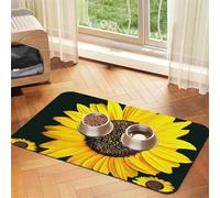 Bloom Sunflower Print Pet Feeding Mat For Dogs & Cats Absorbent Waterproof Dog Food Mat Non-Slip Pet Bowl Placemat Quick Dry Floor Protector Leather Tablecloth
