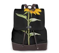 Bloom Sunflower Print Women Backpack Waterproof Anti-Theft Lightweight Pu Fashion Leather Nylon School Shoulder Bag Travel Backpack