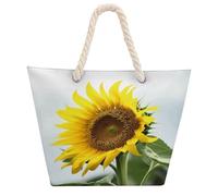 Bloom Sunflower Tote Bag Hemp Rope Beach Bags for Vacation Soft Large Capacity Grocery Handbag for Beach Travel