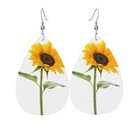 Bloom Sunflower Women'S Drop-Shaped Leather Earrings Are Suitable For Parties, Holiday Parties And Gifts.