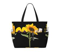 Bloom Sunflowerprint Large Capacity Beach Travel Bag,With Zipper And Pockets For Travel Vacation Gym