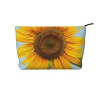 Bloom Sunflowers Printed Corduroy Makeup Bag for Women Cute Make up Bag Travel Cosmetic Bag with Wristlet