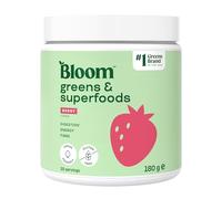 Bloom Super Greens Powder Berry (30 Servings) with Probiotics, Digestive Enzymes, Spirulina & Chlorella, Sugar-Free