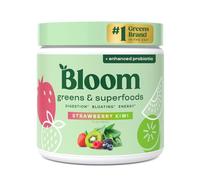 Bloom Super Greens Powder Strawberry Kiwi (30 Servings) Blends Probiotics, Enzymes, Spirulina, and Chlorella to Support Women’s Gut Health, Ease Bloating, and Promote Healthy Digestion Naturally