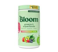 Bloom Super Greens Powder Strawberry Kiwi (60 Servings) Blends Probiotics, Enzymes, Spirulina, and Chlorella to Support Women’s Gut Health, Relieve Bloating, and Aid Digestion Naturally
