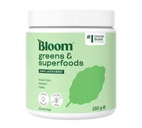 Bloom Super Greens Powder Unflavoured (30 Servings) with Probiotics, Digestive Enzymes, Spirulina & Chlorella, Sugar-Free