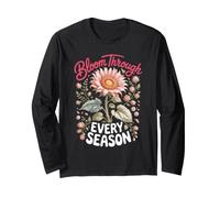 Bloom Through Every Season Sunflower Floral Botanical Long Sleeve T-Shirt