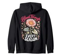 Bloom Through Every Season Sunflower Floral Botanical Zip Hoodie