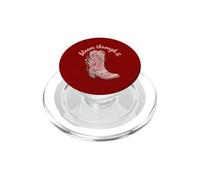 Bloom Through It Pink Ribbon Cowboy Boot Breast Cancer PopSockets PopGrip for MagSafe