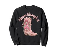 Bloom Through It Pink Ribbon Cowboy Boot Breast Cancer Sweatshirt
