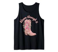 Bloom Through It Pink Ribbon Cowboy Boot Breast Cancer Tank Top