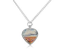 Bloom Tulip Fields Ashes Necklace Dog Pet Urn Necklace Heart Cremation Jewelry with Fill Kit