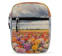 Bloom Tulip Fields Mini Crossbody Bag Unisex Anti-Theft Side Shoulder Bags Travel Small Messenger Bag