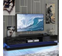 Bloom Tv Unit 180Cm Black With High Gloss Doors And Led Lighting - Creative Furniture
