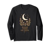 Bloom Under The Moon Celestial Botanical Aesthetic Design Long Sleeve T-Shirt
