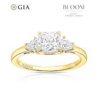 BLOOM Venice 18ct Yellow Gold 1.50ct Lab Grown Diamond Radiant Trilogy Ring