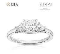 BLOOM Venice Platinum 1.50ct Lab Grown Diamond Radiant Trilogy Ring