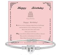 Bloom Verge 13th 16th 18th 21th Silver Bracelet Birthday Gift for Daughter Her Girl,Personalised Lucky Number Heart Birthday Bracelet Cuff Bangle Jewelry Gift for Kids Girls Women(17)