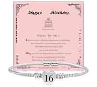 Bloom Verge 13th 16th 18th 21th Silver Bracelet Birthday Gift for Daughter Her Girl,Personalised Lucky Number Heart Birthday Bracelet Cuff Bangle Jewelry Gift for Kids Girls Women(16)