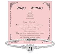 Bloom Verge 13th 16th 18th 21th Silver Bracelet Birthday Gift for Daughter Her Girl,Personalised Lucky Number Heart Birthday Bracelet Cuff Bangle Jewelry Gift for Kids Girls Women(21)
