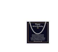 Bloom Verge 13th 16th 18th Birthday Silver Cuban Chain Necklace Gift for Boys 3mm/5mm/6mm,18/20/22 Inch Cool Gifts for 13 16 18 Year Olds Jewelry for Son,Grandson,Nephew, Brother(16-5mm/18