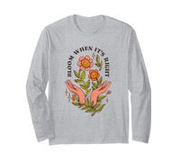 Bloom When Its Right - Vintage 70s Flower Hands Nature Art Long Sleeve T-Shirt