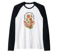 Bloom When Its Right - Vintage 70s Flower Hands Nature Art Raglan Baseball Tee
