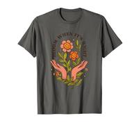 Bloom When Its Right - Vintage 70s Flower Hands Nature Art T-Shirt