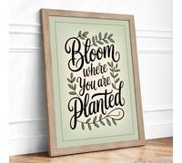 Bloom Where Planted Botanical Framed Wall Art Print A1 (84.1×59.4cm) Oak, Wall Decor for Living Room, Bedroom, Office & Home, Ready to Hang, Art Gift