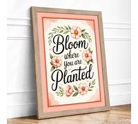Bloom Where Planted Botanical Framed Wall Art Print A1 Oak